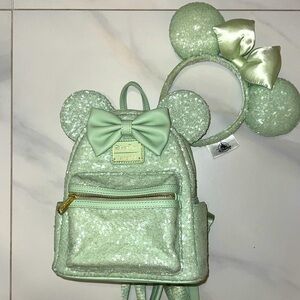 Loungefly x DisneyParks Mint Sequin Backpack and Ears